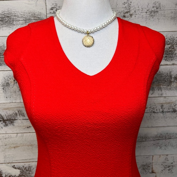 Anthropologie 9H15 STCL Red Stretch Top Size XXS V-Neck Waffled Fitted Retro Top - Picture 7 of 12